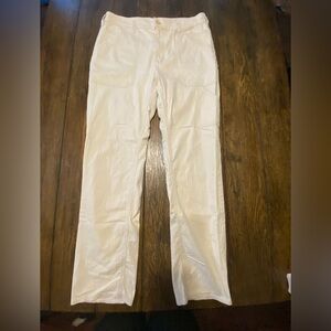 Anthropologie Utility High Rise Straight Retro Leg White Flare Pants Size 29 C3